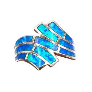 925 Blue Fire Opal Ring Size 6